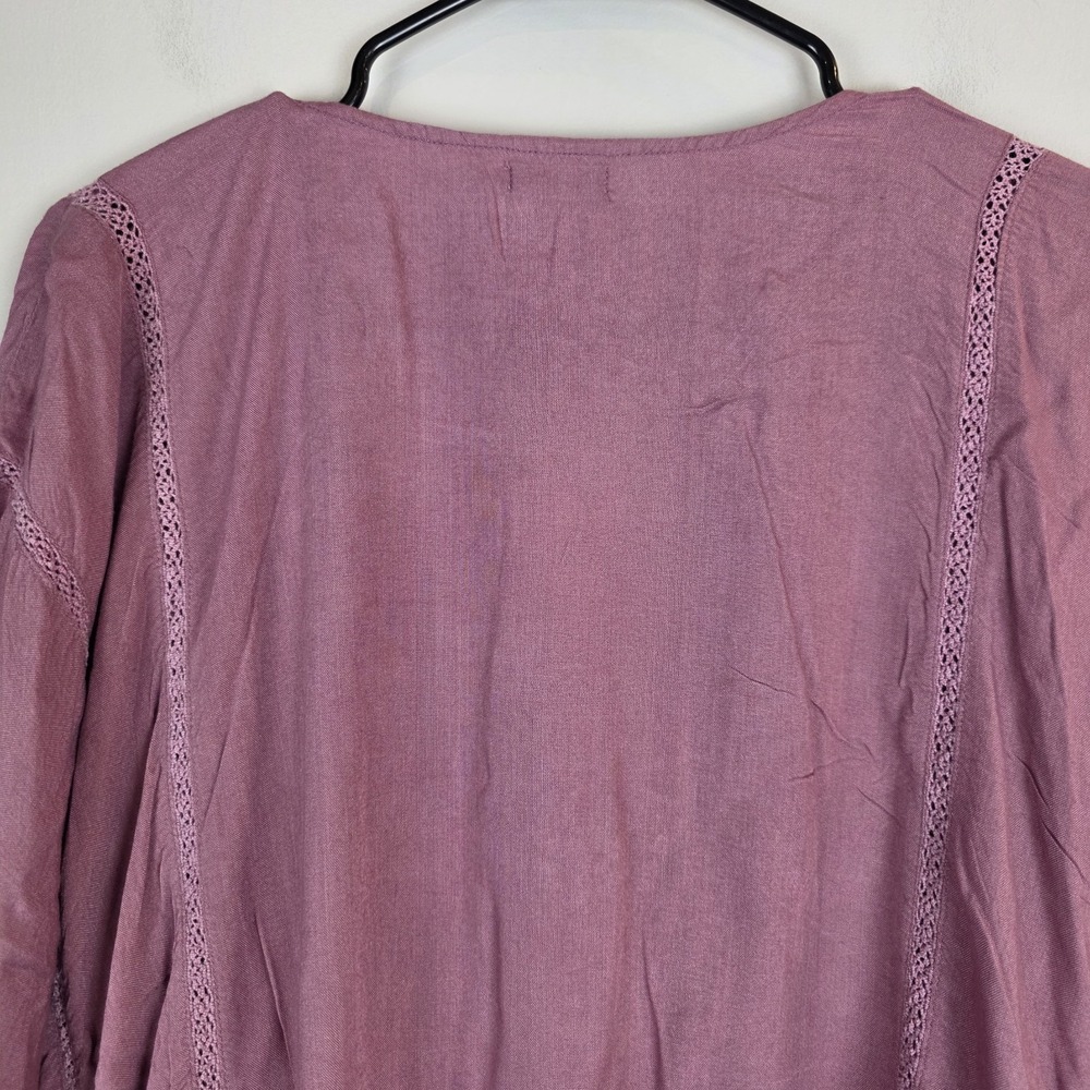 EARTHBOUND Mauve Pink Fringed Boho Blouse - Picture 11 of 14